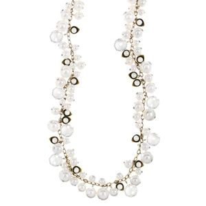 Pearl + Crystal Drops Necklace-n012
